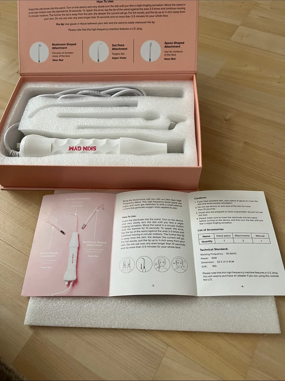 Skin Gym High-Frequency Wand in Pink - Acne & Blemish Treatment